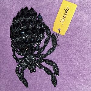 Natasha Couture Black Gem Spider Pin BNWT TI